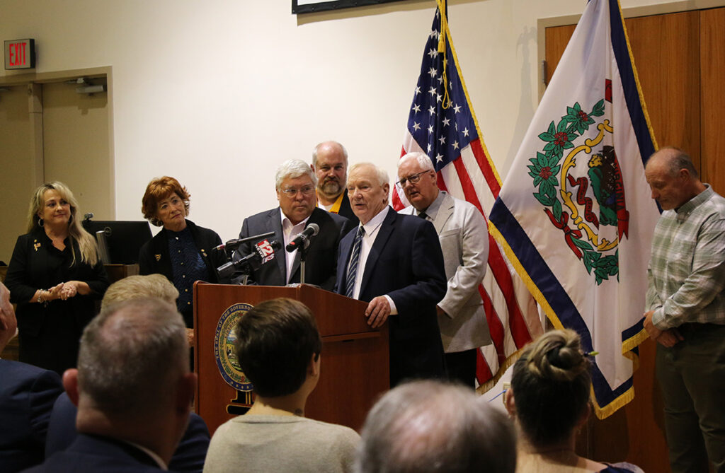 Delegate Joe Statler address the community at the press conference.