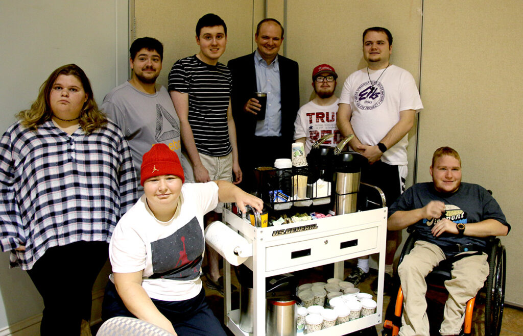Pierpont's PRIDE Academy offers coffee at press conference.