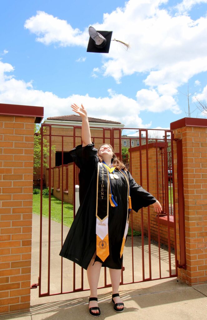 Jessica Killon celebrates her graduation at Pierpont.