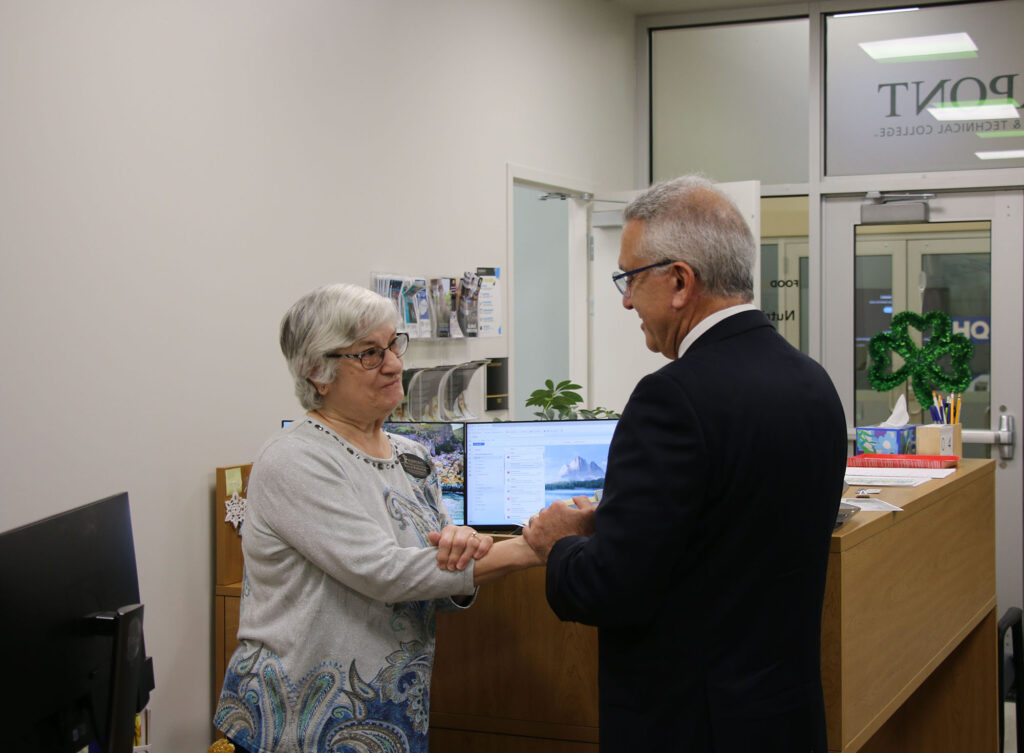 Pierpont Photo. Dr. Gaby Hawat tours the campuses during his presidential candidate campus visit.