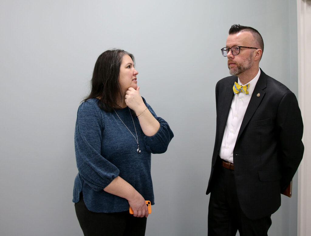 Dr. Michael Waide tours the campuses during his presidential finalist campus visit.