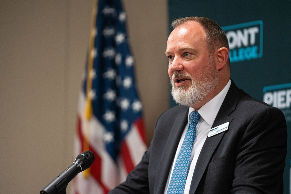 David Beighley, Provost and Vice President of Academic Affairs, speaks during an articulation agreement signing with Fairmont State.